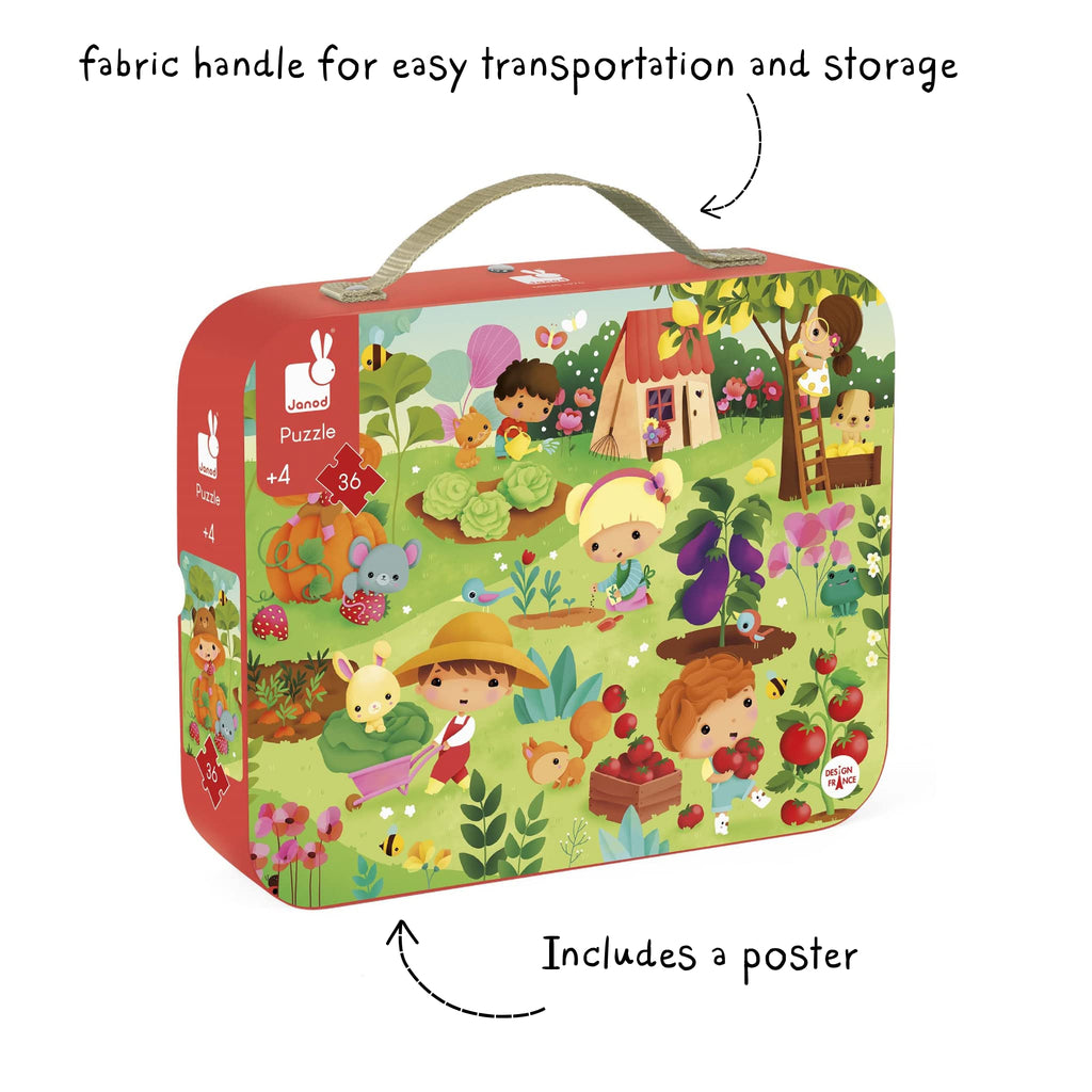 Janod Garden Jigsaw Puzzle - 36 Pieces in a Mini Suitcase