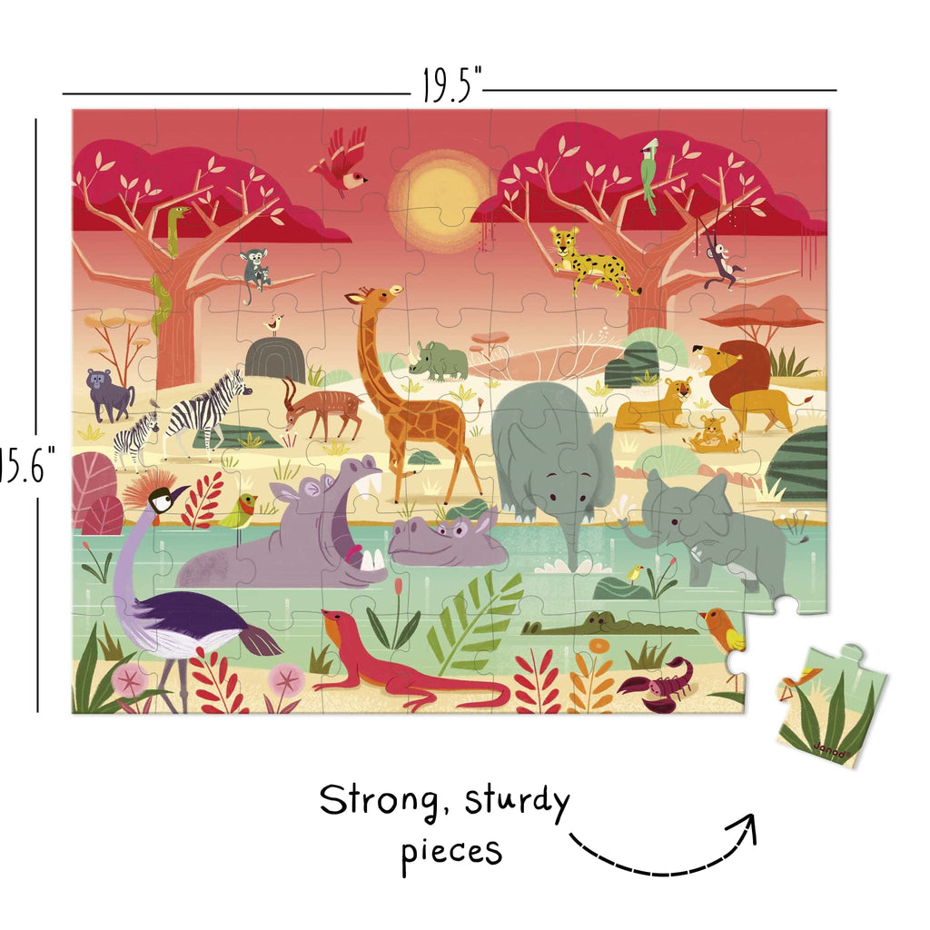 Janod Animal Reserve Puzzle - 54 Pieces With Travel Case