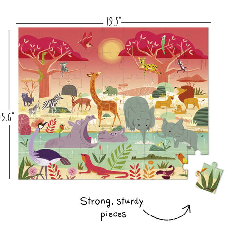 Janod Animal Reserve Puzzle - 54 Pieces With Travel Case