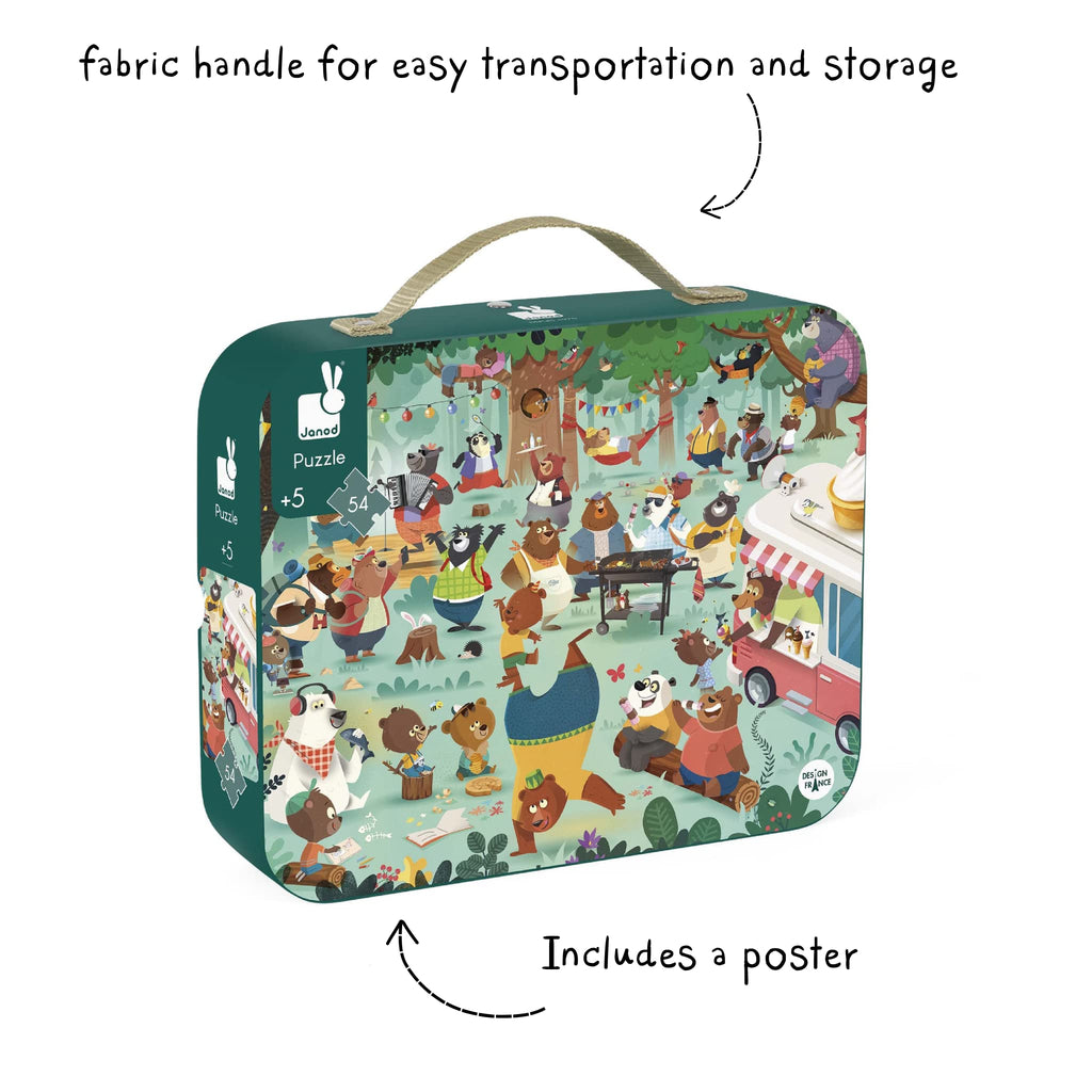 Janod Bear Family Puzzle - 54 Pieces in a Travel Suitcase