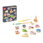 Janod Applepop Fishing Game - 10 Animals, 2 Clamps, FSC