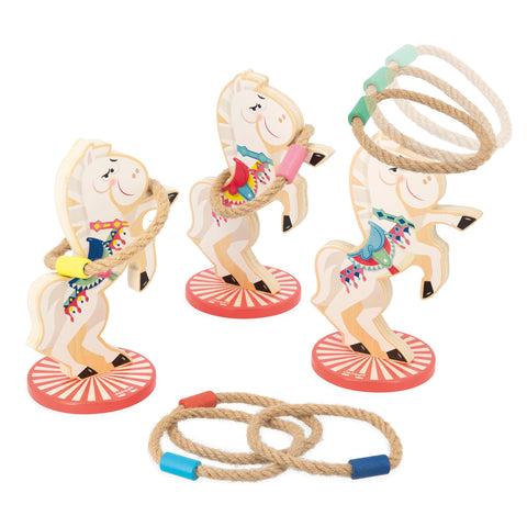 Janod Applepop Horse - Wooden Carnival Ring Toss Party Game