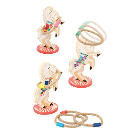 Janod Applepop Horse - Wooden Carnival Ring Toss Party Game