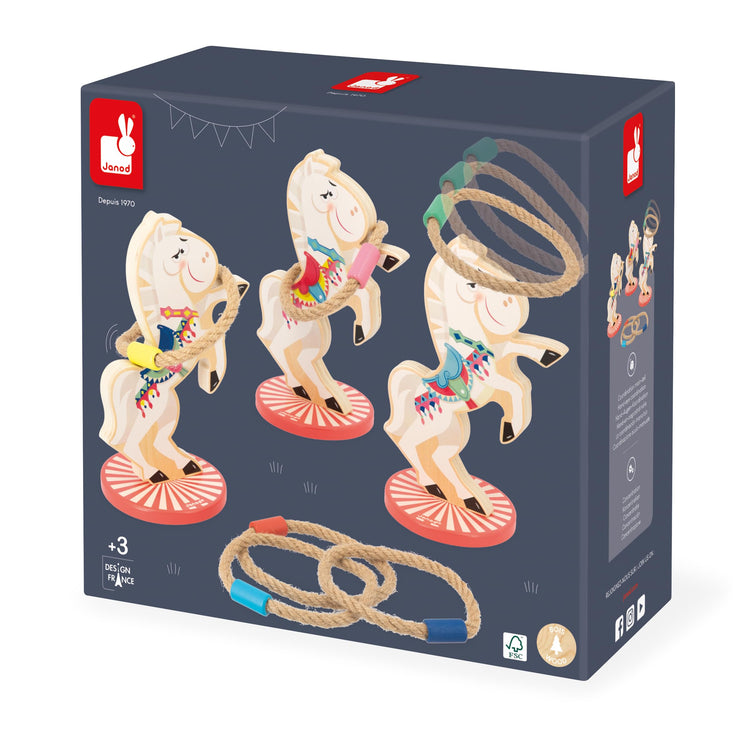 Janod Applepop Horse - Wooden Carnival Ring Toss Party Game