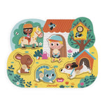 Janod Countryside Peg Puzzle - 6 Wooden Animals for Toddlers