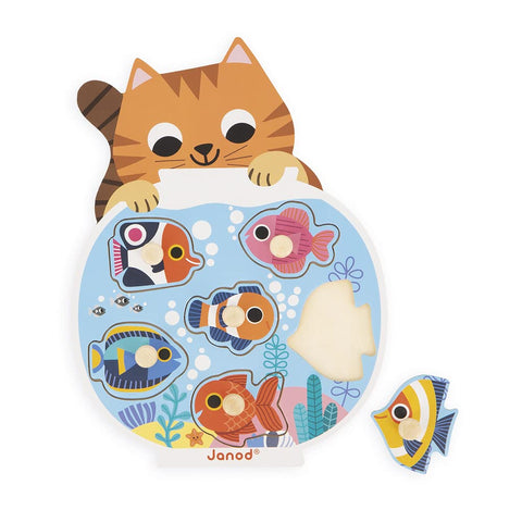 Janod Aquarium Peg Puzzle - 6 Tropical Fish for Little Hands