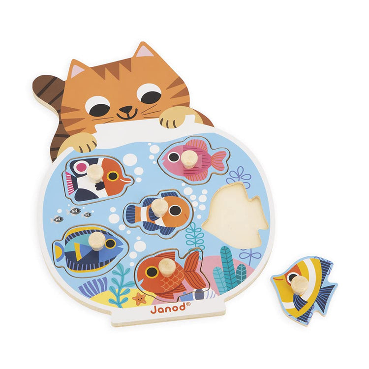 Janod Aquarium Peg Puzzle - 6 Tropical Fish for Little Hands