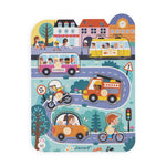 Janod City Peg Puzzle - 6 Wooden Vehicles for Little Hands