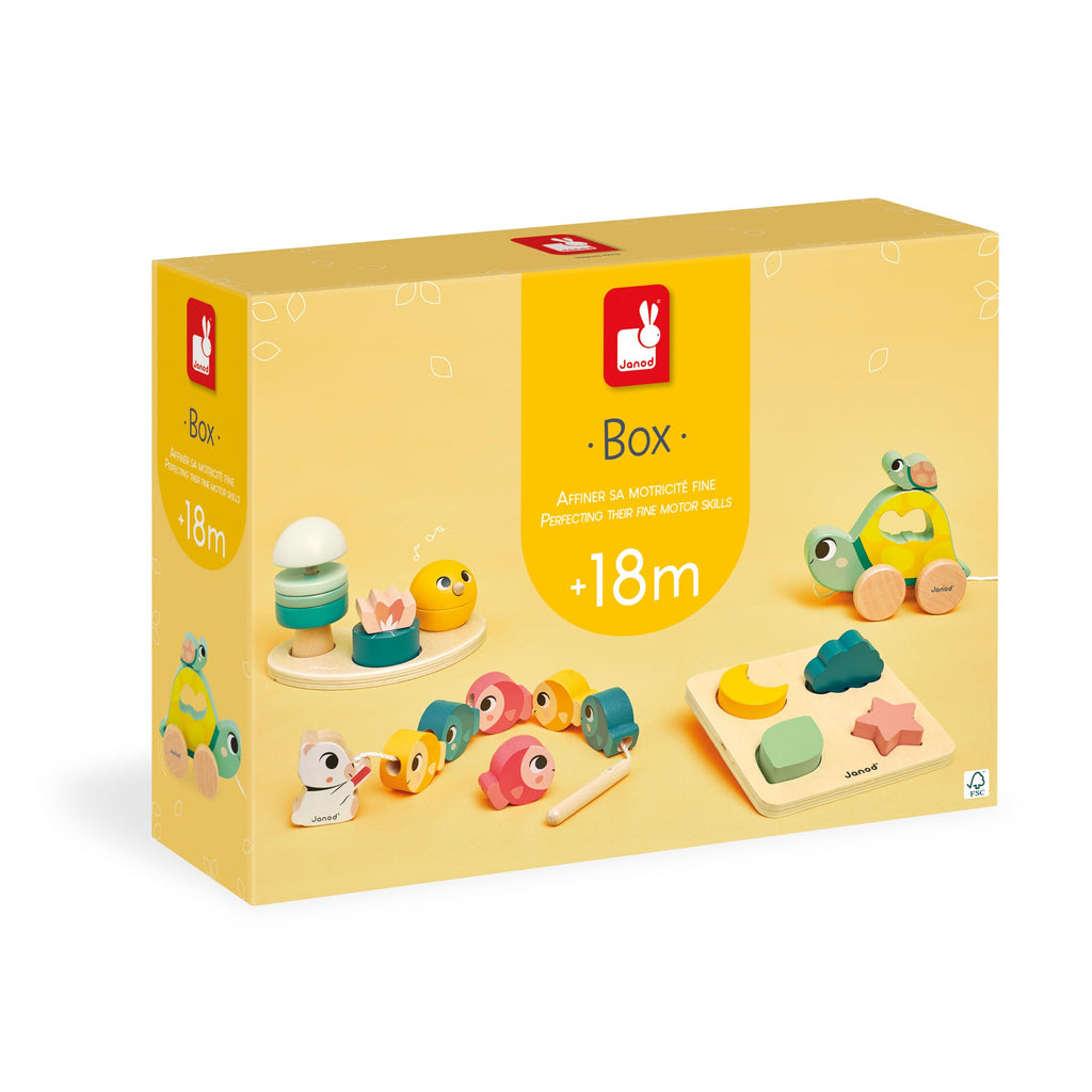 Janod Baby Play Box 18M - Wooden Puzzle and Motor Skills