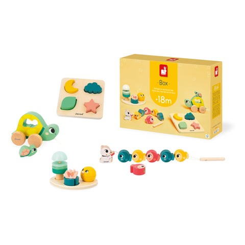 Janod Baby Play Box 18M - Wooden Puzzle and Motor Skills