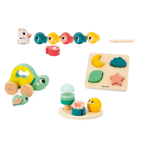 Janod Baby Play Box 18M - Wooden Puzzle and Motor Skills