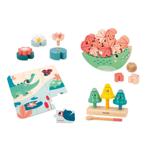 Janod Baby Play Box 24M - 4 Toys for Growing Skills Fast