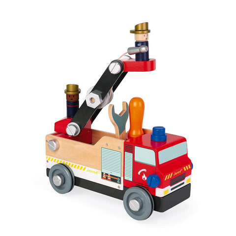 Janod Brico'Kids Fire Truck Set - 45 Pieces with 2 Firemen