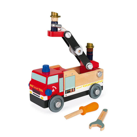 Janod Brico'Kids Fire Truck Set - 45 Pieces with 2 Firemen