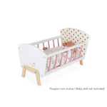 Janod Candy Chic Doll Bed - Wooden Cradle with Pillow & Mattress