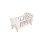 Janod Candy Chic Doll Bed - Wooden Cradle with Pillow & Mattress