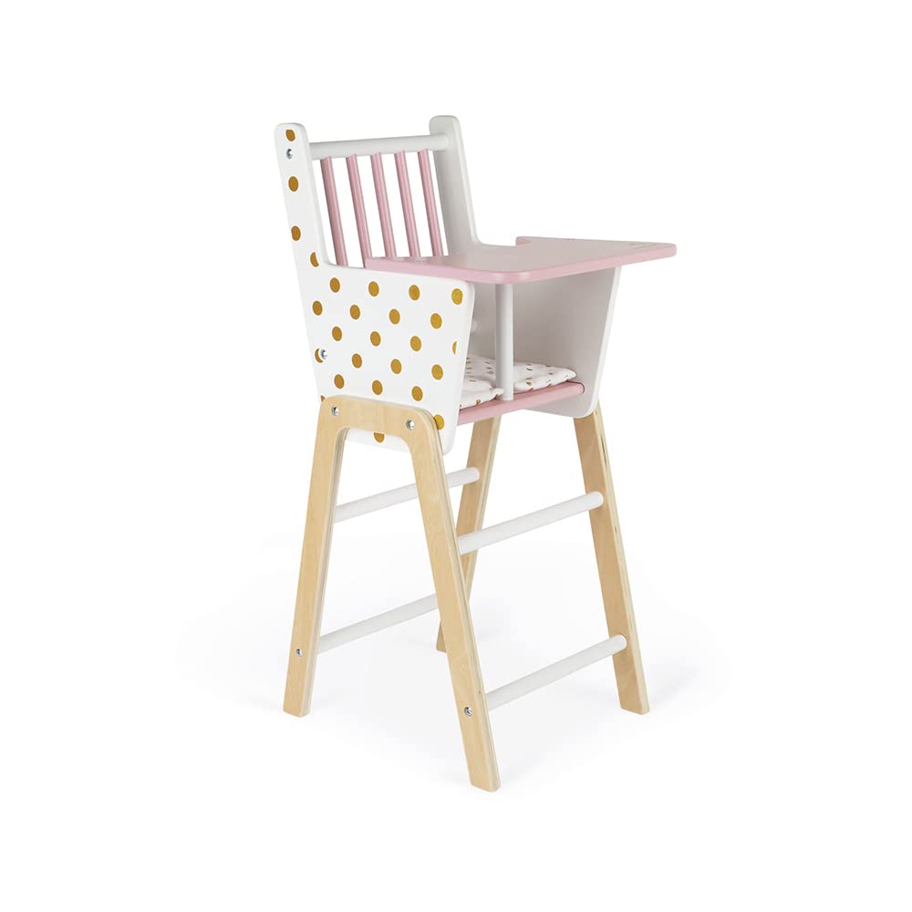 Janod Candy Chic Highchair - Wooden Doll Chair with Cushion
