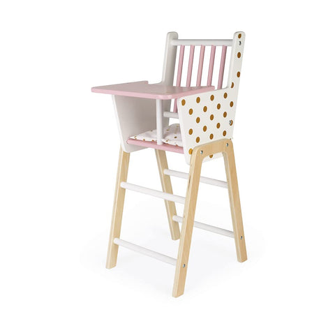 Janod Candy Chic Highchair - Wooden Doll Chair with Cushion
