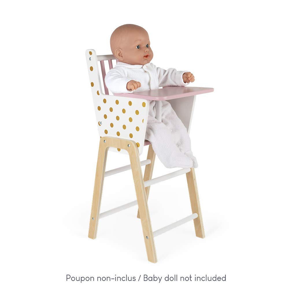 Janod Candy Chic Highchair - Wooden Doll Chair with Cushion