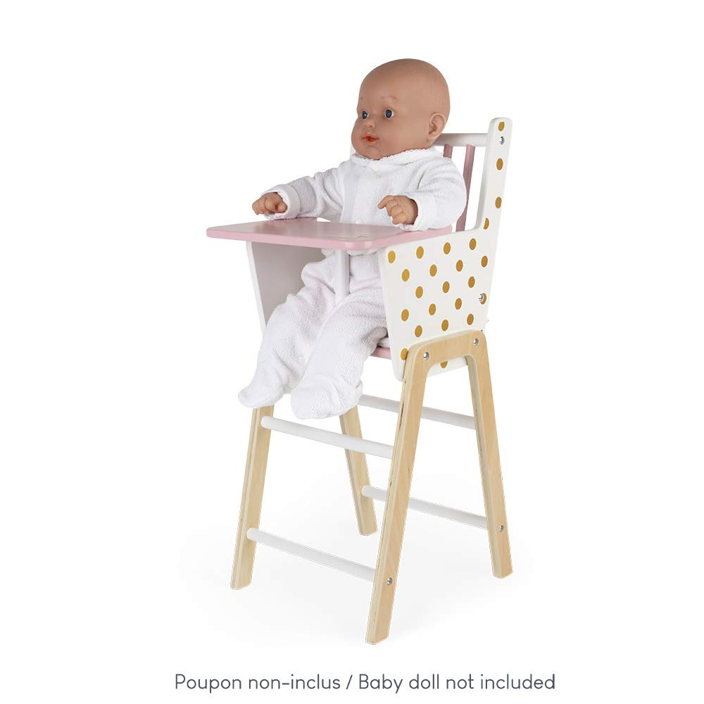 Janod Candy Chic Highchair - Wooden Doll Chair with Cushion