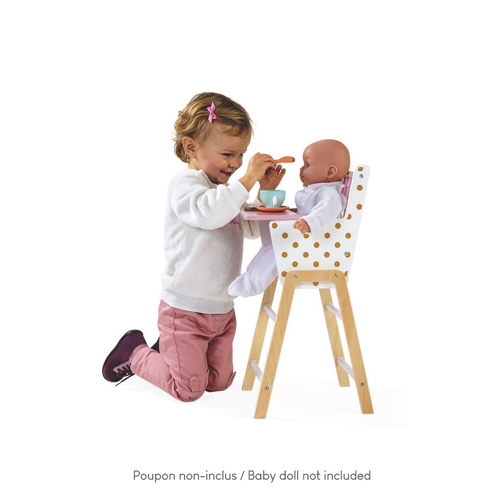 Janod Candy Chic Highchair - Wooden Doll Chair with Cushion