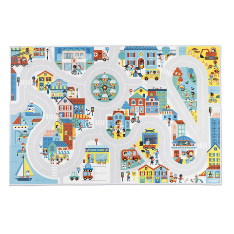 Janod City Car Rug - 120 x 78 cm Soft Non-Slip Adventure