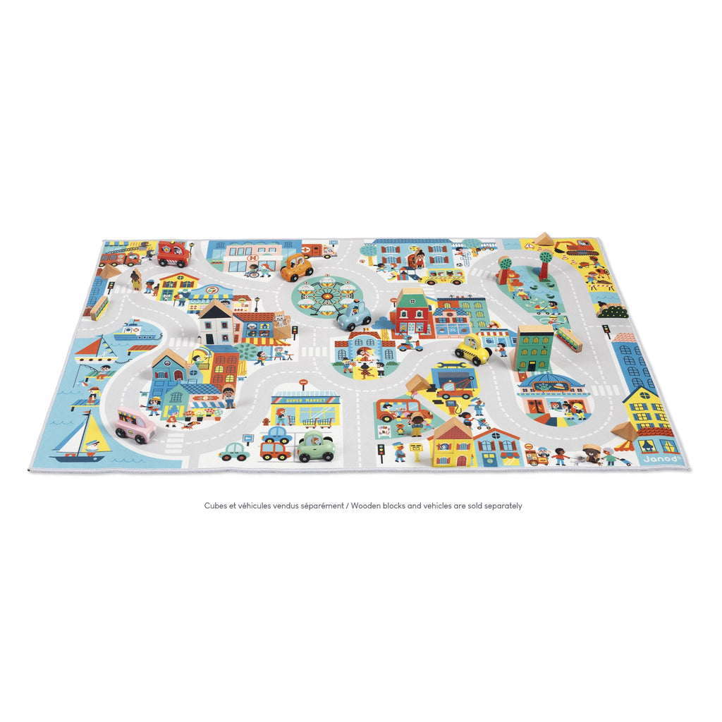 Janod City Car Rug - 120 x 78 cm Soft Non-Slip Adventure