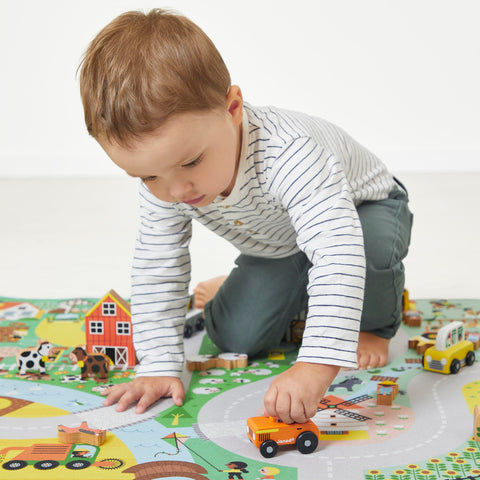 Janod Countryside Car Rug - Soft Non-Slip Play Mat 120cm