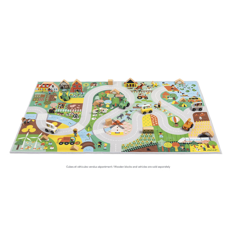 Janod Countryside Car Rug - Soft Non-Slip Play Mat 120cm