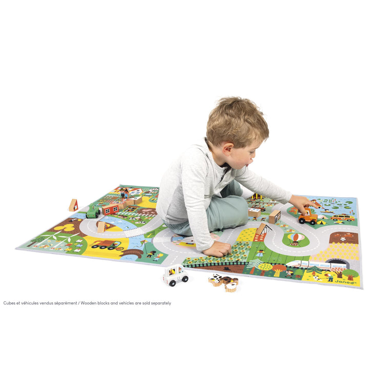 Janod Countryside Car Rug - Soft Non-Slip Play Mat 120cm