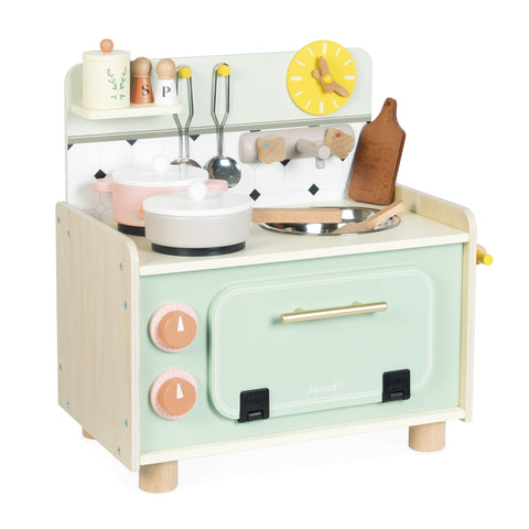 Janod Wooden Kitchenette - 10 Accessories and Sound Knobs