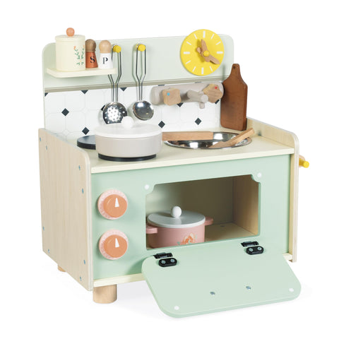 Janod Wooden Kitchenette - 10 Accessories and Sound Knobs