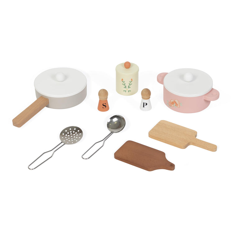 Janod Wooden Kitchenette - 10 Accessories and Sound Knobs