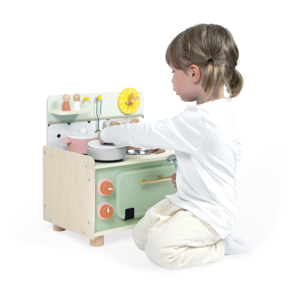 Janod Wooden Kitchenette - 10 Accessories and Sound Knobs