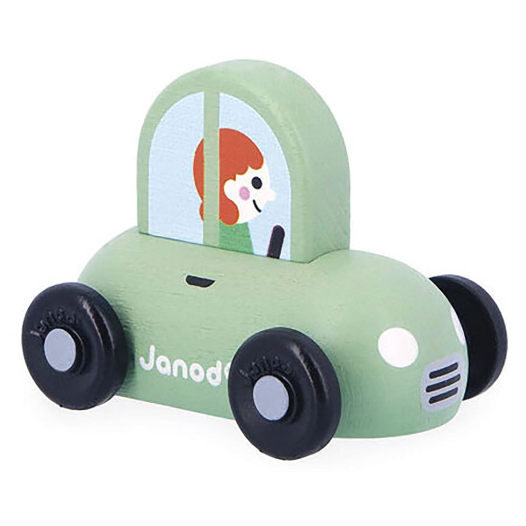 Janod Cross Roads Green Hatchback - Wooden City Car Fun