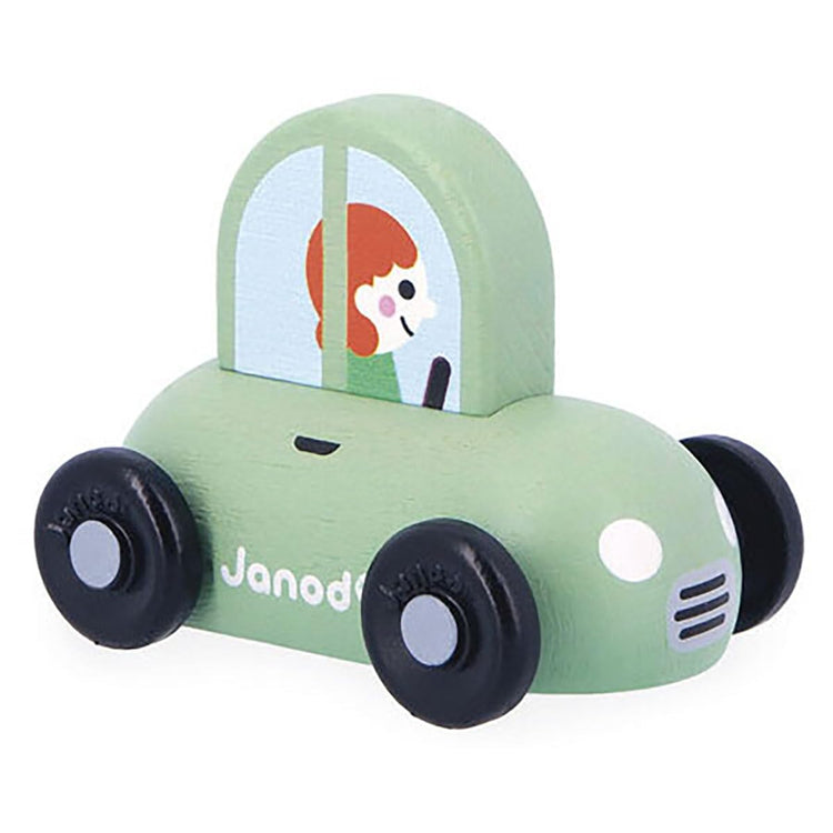 Janod Cross Roads Green Hatchback - Wooden City Car Fun