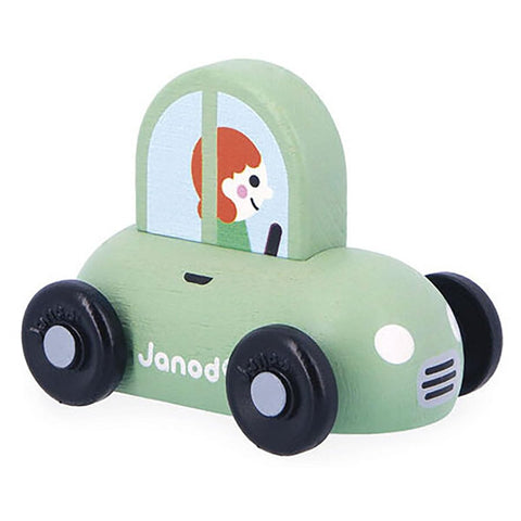 Janod Cross Roads Green Hatchback - Wooden City Car Fun
