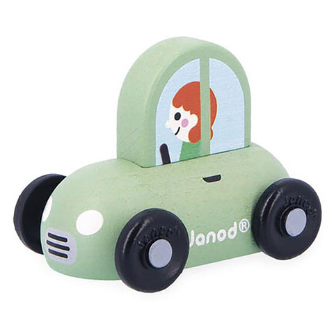 Janod Cross Roads Green Hatchback - Wooden City Car Fun