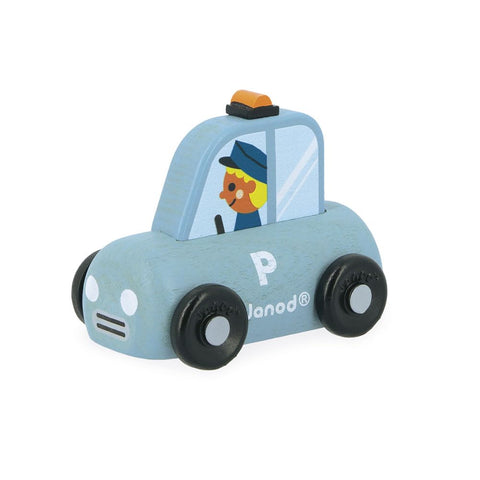 Janod Cross Roads Police Car - Wooden City Hero Cruiser
