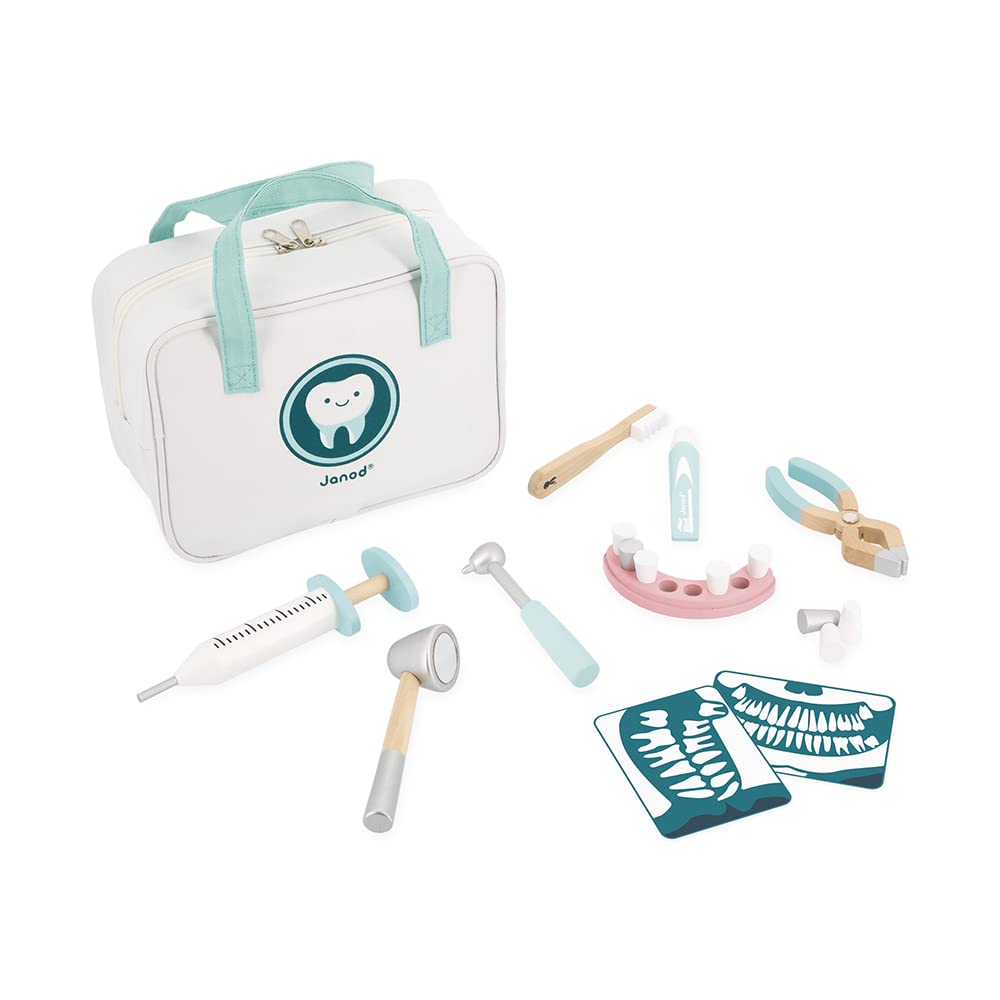 Janod Dentist Case - 9-piece Dental Kit with Removable Teeth