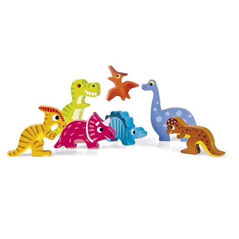 Janod Dinosaur Chunky Puzzle - 7 Easy-Grip Wooden Pieces