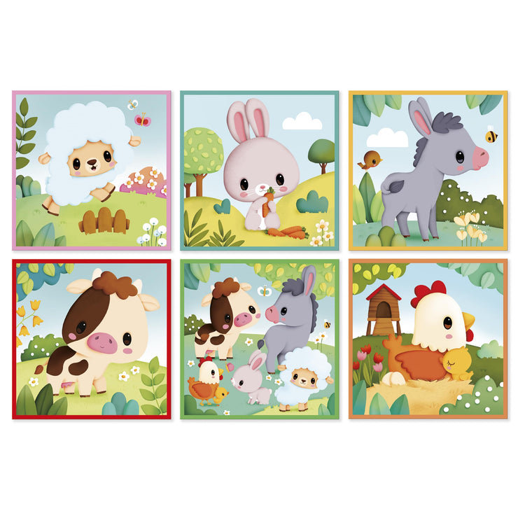 Janod Farm Puzzle Cubes - 6 Travel-Friendly Toddler Puzzles