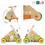 Janod Farm Activity Trolley - 9 Games, Silent Wheels, Brake