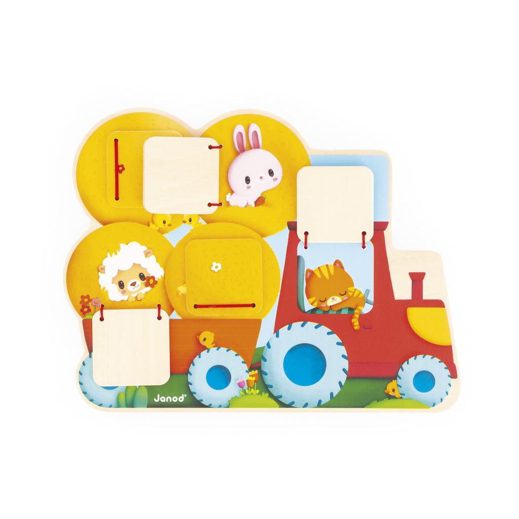 Janod Farm Puzzle - 5 Lift-the-Flap Wooden Animal Surprises