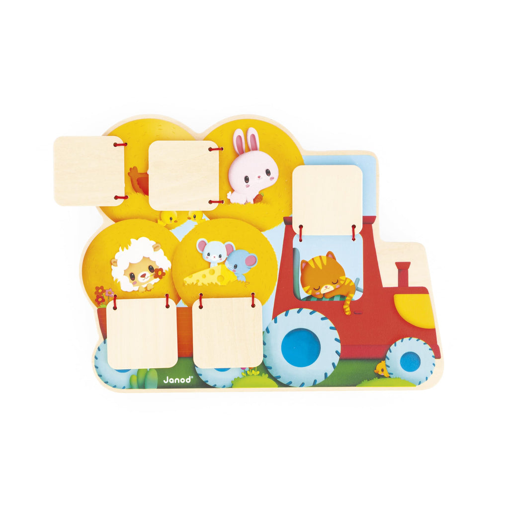 Janod Farm Puzzle - 5 Lift-the-Flap Wooden Animal Surprises