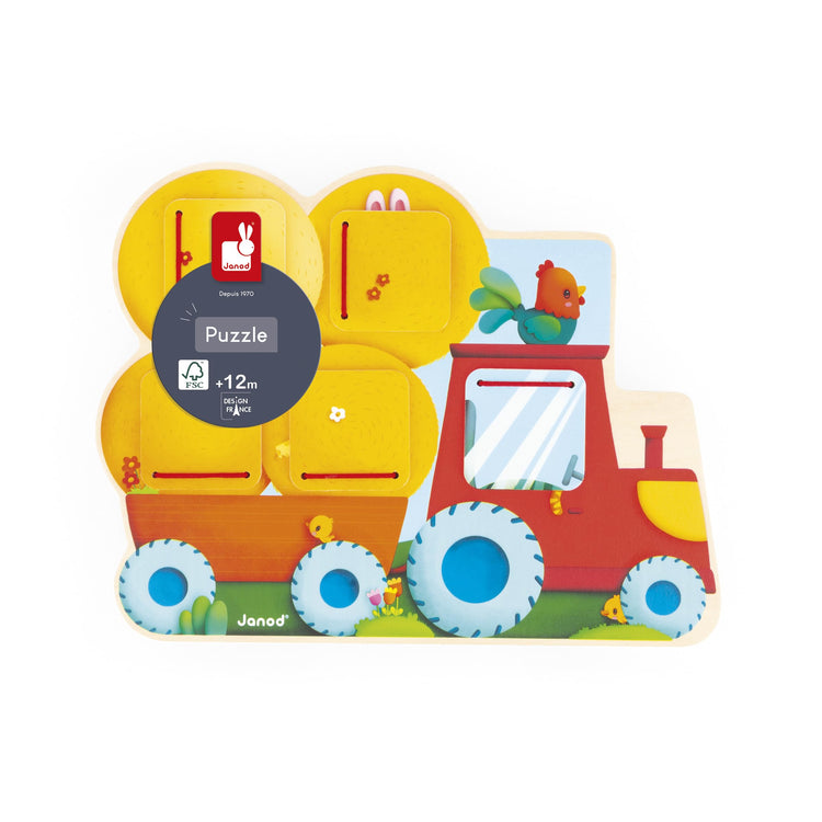 Janod Farm Puzzle - 5 Lift-the-Flap Wooden Animal Surprises
