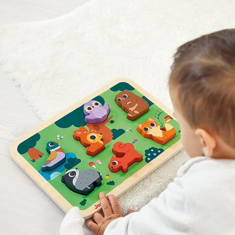 Janod Forest Chunky Puzzle - 7 Easy-Grip Wooden Animals