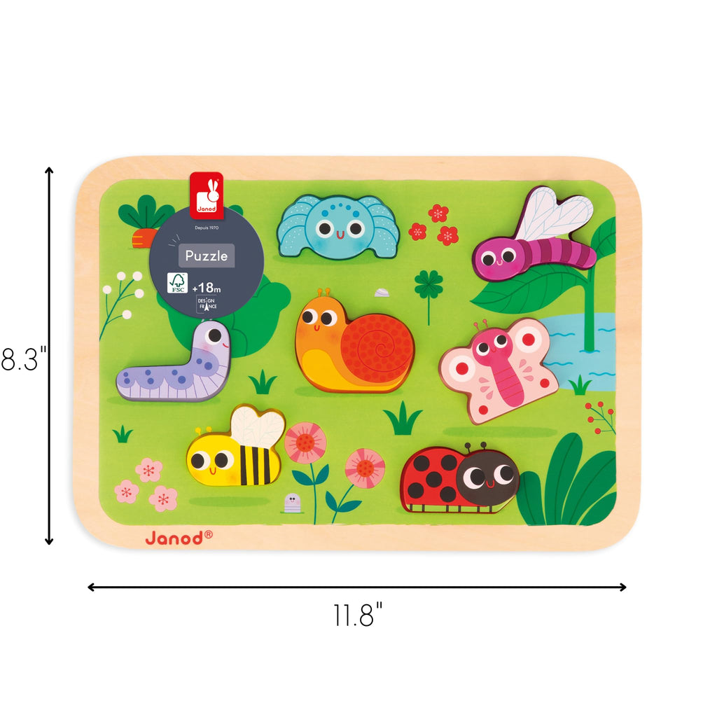 Janod Garden Chunky Puzzle - 7 Easy-Grip Wooden Pieces Toy