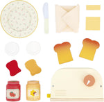 Janod Wooden Toaster - Jumping Toast Breakfast Set, 10 Pieces