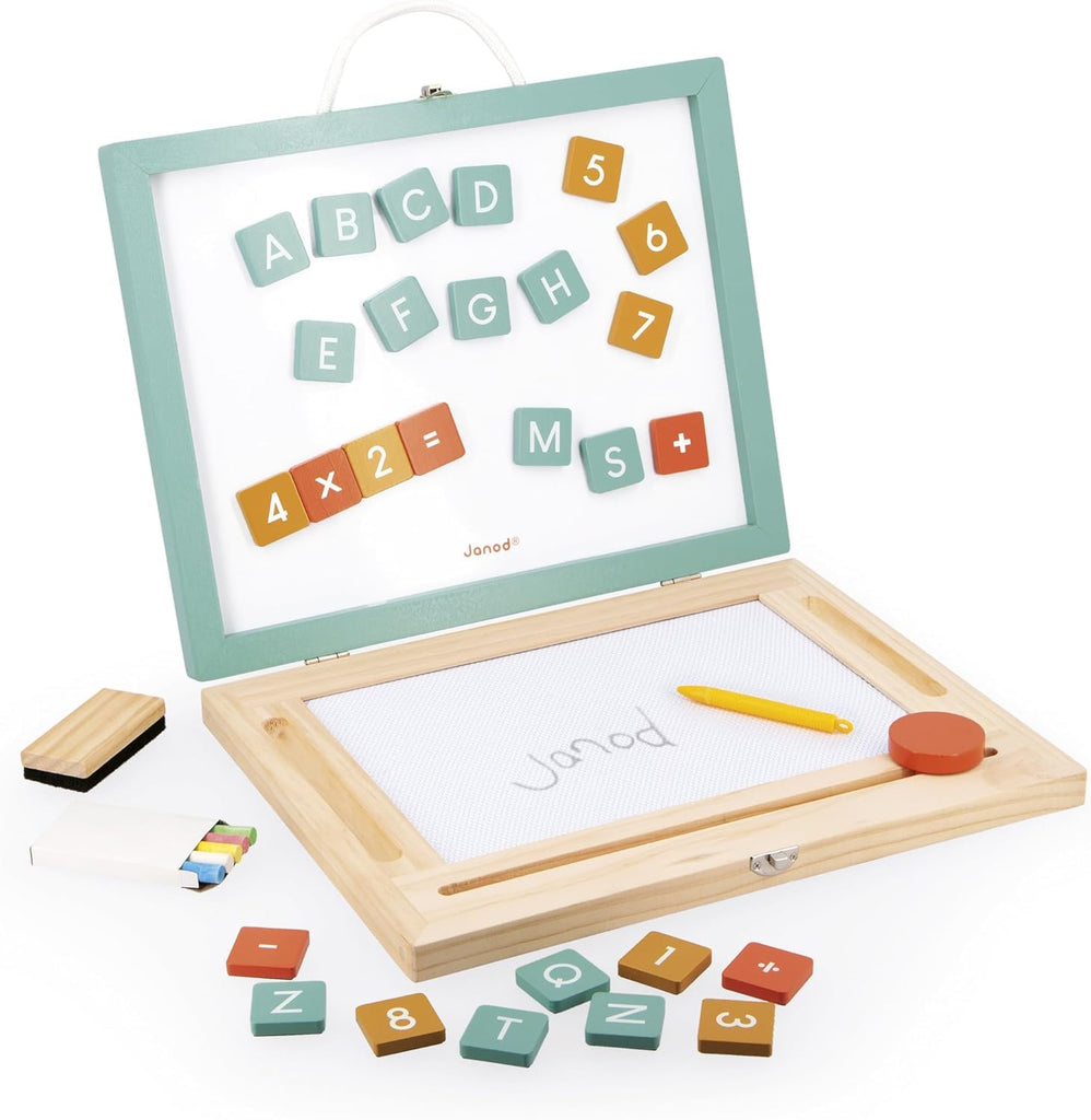Janod 4-In-1 Wooden Activity Board - 49 Accessories Included